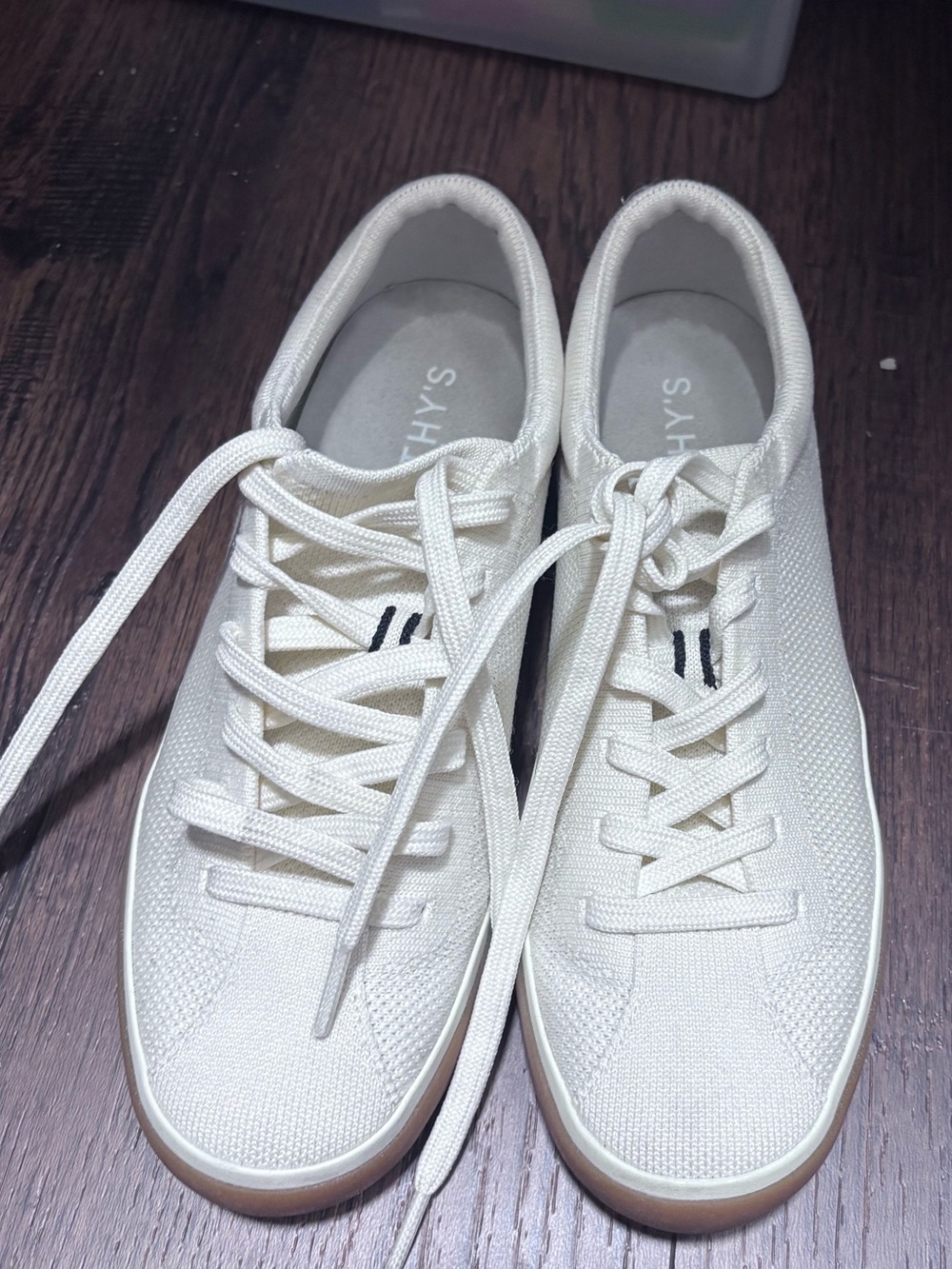 Rothy’s The Lace Up Sneaker- Natural Canvas Low-Top Sneakers - White / Cream